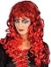 Siren Wig Red & Black Long Curly Fancy Dress Wig
