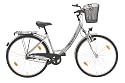 Texo Fahrrad 28 (622 mm) City Alu Damen 3-Gang Rücktrittbremsnabe, gefedert mit Korb, strato-silber, 45 cm
