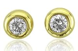 10k Yellow Gold Round Brilliant Cut Diamond Stud Earrings (GH, I1-I2, 0.05 carat)