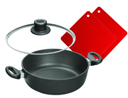 Woll SET NOWO 07 Set Guss-Kasserolle titanium nowo 26 cm / Deckel und 2 Topflappen Preisvergleich