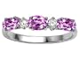 0.84 cttw Genuine Pink Tourmaline and Diamond 3 Stone Ring. in 14k White Gold Size 7