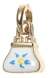 14k Yellow Gold White Enamel Purse Charm