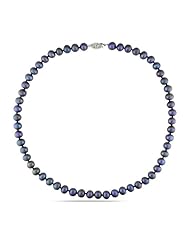 Sterling-Silver 7-7.5 MM Black Freshwater Cultured Pearl Strand, 18"