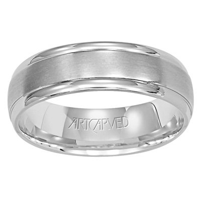 ArtCarved Corinthian Carved Palladium Mens Wedding Band 6.0mm Comfort Fit #11-WV7271PD_G