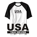 T-Shirt Raglan White " Usa Taxi Driver " Occupations