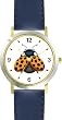 Lady Bug or Lady Bird with Spread Wings - Ladybug - JP Animal - WATCHBUDDY&reg; DELUXE TWO-TONE THEME WATCH - Arabic Numbers - Blue Leather Strap-Size-Large ( Men's Size or Jumbo Women's Size )