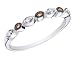 Stackable White and Champagne Diamond Ring 1/10 Carat (ctw) in 10K White Gold