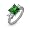 Sterling Silver Emerald CZ Three Stone Ring Size 5 (Sizes 5 7 9 Available)