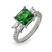 Sterling Silver Emerald CZ Three Stone Ring Size 5 (Sizes 5 6 8 9 Available)
