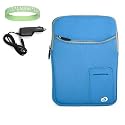 Light Blue Amazon Kindle DX 3 Pocket Vertical Carrying Sleeve + Rapid Kindle DX Car Charger + Live*Laugh*Love Wrist Band!!! (Kindle DX Not Included)