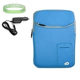 Light Blue Amazon Kindle DX 3 Pocket Vertical Carrying Sleeve + Rapid Kindle DX Car Charger + Vangoddy tm, Live*Laugh*Love wrist band!!!(Kindle DX Not Included)