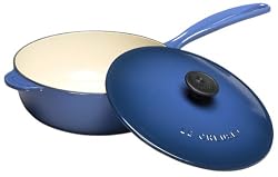 Le Creuset Enameled Cast-Iron 2-1/4-Quart Saucier Pan, Cobalt Blue