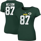 NFL Green Bay Packers Jordy Nelson #87 Laides Fair Catch IV T-Shirt - Green (Medium)