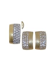 Nickel Free Sterling Silver Pendant & Earring Sets 14K Gold Plated Semi Hoop CZ Set
