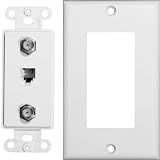Decorator Double Coax Single Phone Jack 2 Piece White