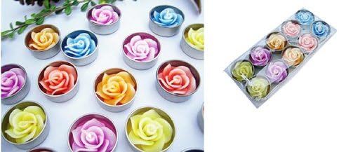 SPA PARTY SUPPLIES ,Relaxed Aroma Candle Rose Flower in Tealight with Aluminium Grommet Holder (1Pack , 10Pcs)