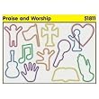 Pk of 12 Faith Bands Shaped Rubber Bands: Praise and Worship
