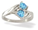 14K White Gold Genuine Trillion Blue Topaz Bypass Ring