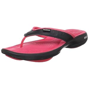 Reebok EasyTone Flip II-J22107 - Chanclas de cuero para mujer, color negro/magenta, talla 38.5