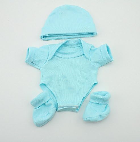 Pure Blue Cute Cloth Romper Clothes Hat Bootees For 10" Reborn Baby Dolls