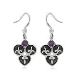 Sterling Silver Celtic Round-Shaped Amethyst Earrings