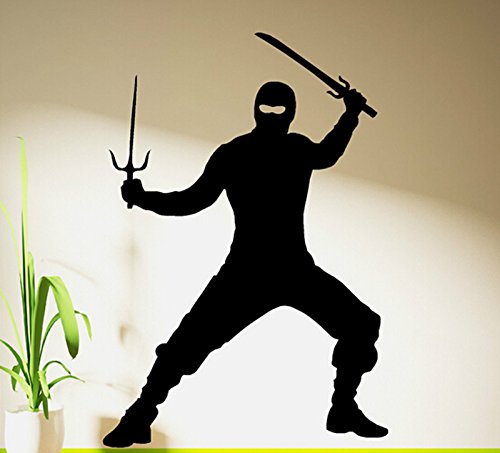 Ninja Fighter with Swords Wall Stickers Living Room Decorative Art Decal Vinyl 83cm High, 57cm Wide