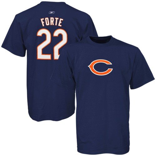 Reebok Chicago Bears #22 Matt Forte Navy Blue Player T-shirt (Medium)