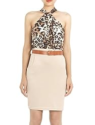 Halter Sleeveless Leopard Print  Dress