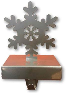 Silver Metal Snowflake Christmas Stocking Holder Hangers with Hooks Set of 2