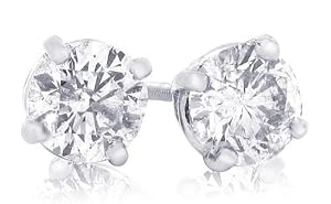IGI CERTIFIED 1 1/2 Carat TW Round Diamond Stud Earrings 14Kt White Gold-W