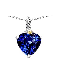 Original Star K (tm) Rope Heart Pendant with 10mm Heart Shape Created Sapphire in 925 Sterling Silver