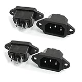 uxcell 電源インレットソケット　250V 10A　IEC320 C14 　正極　ブラック　4個入り