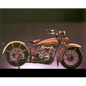 Roy Kidney 1929 Harley Motorcycle Print Black Wood-Mounted Poster Bike - 20
