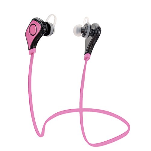 Bluetooth 4.1 Headset Stereo Earphones Wireless Earset Earbuds Sweatproof Sports Running Headphones with Microphone For Andorid IOS Mobile Phones 3D music experience Smart Voice Control (Pink)