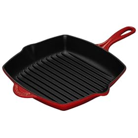 Buy Le Creuset Enameled Cast-Iron 10-1 4-Inch Square Skillet Grill, Red
