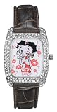 Betty Boop Children's Brown Crystal Accented Leather Watch #BB-W102BLK