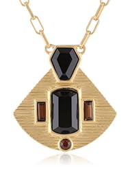 T Tahari "Project 9" Gold Colored Small Fan Pendant Necklace, 18"