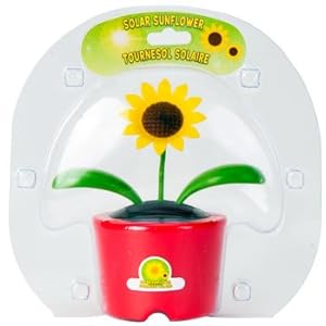 Solar Powered Plastic Sunflower Flip Flap Dancing Decoration (Assorted Colors) - 4-1/2"