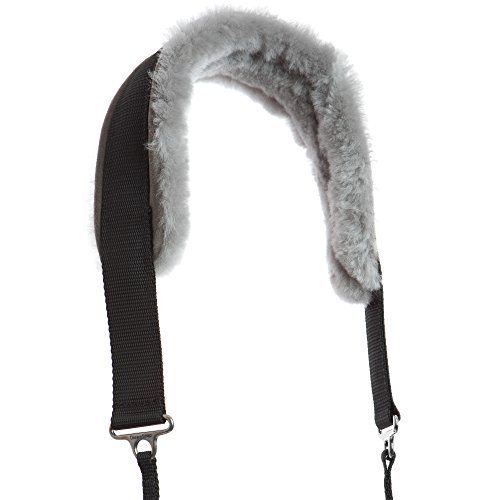 Sheepskin Lined Camera Strap, Naturally Breathable, Soft, Comfortable - Black