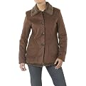 Static Faux Suede Coat with Faux Fur Lining- Chocolate