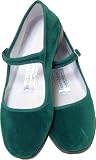 Green Velvet Mary Jane Chinese Shoes