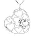 Sterling Silver Lab Created White Sapphire Heart Pendant Necklace, 18"