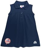 MLB New York Yankees Toddler Goods My Favorite Logo Sleeveless Dress By Majestic (ATH NB, 2T)