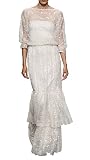 DAPENE® Ladies New Sheer Lace 3/4 Sleeve Bridal Dress Beach Wedding Dress