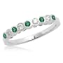 10k White Gold Bezel-Set Round Emerald and Diamond Stack Ring, Size 6