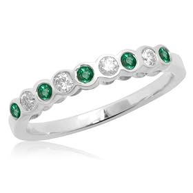 Buy 10k White or Yellow Gold Bezel-Set Round Emerald and Diamond Stack Ring by Amazon.com Collection