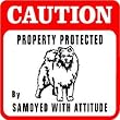 CAUTION: SAMOYED PROTECTION dog warn sign