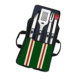Review Two Dogs Designs Inc 02723 / Two Dogs Designs 4-Piece Barbecue Utensil Set and Carrier, Green Stripes