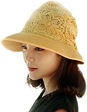 JJNINE Women's Lovely Lace Suncap One Size Yellow