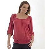 The Olian Rayon Knit Tie Shoulder Blouson Bottom Top